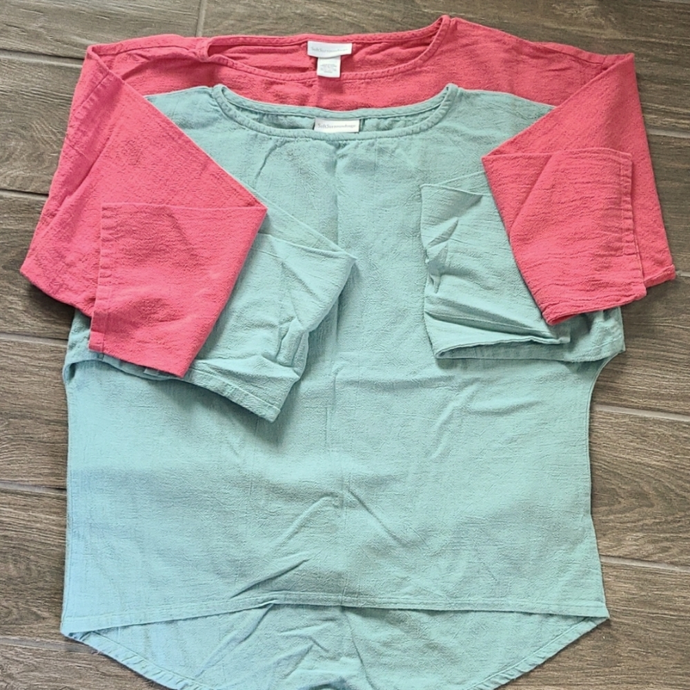 (2) Soft Surroundings TUNIC Pink and Blue Size Medium Tops EUC